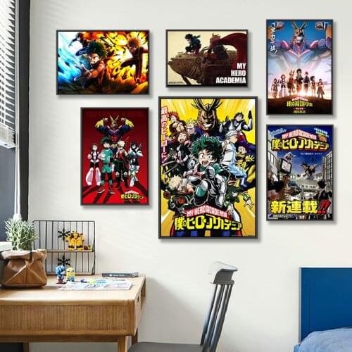 WTQ Retro Poster My Hero Academia Canvas Painting Classic Anime Posters Wall Decor Posters Wall Art Picture Home Decor