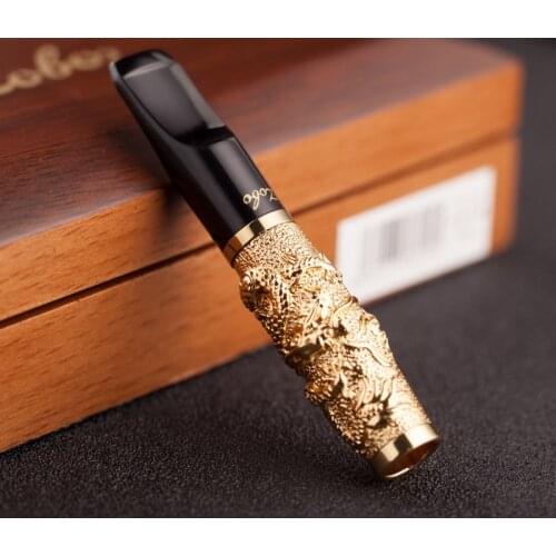 Luxury 3D Caving Dragon Metal Cigarette Holder Filter Tobacco Smoking Pipe Herb Cleaning Recycling Smoke Holder Husband Gift