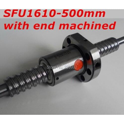 SFU1610 ballscrew L:500mm RM1610 500mm C7 Rolled Ball Screw 1pc+1pc ball nut with BK/BF12 end machined