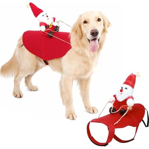 Dog Christmas Pet clothes Santa Claus Riding a Deer Jacket Coat Pet Christmas Dog Apparel Costumes for Small Large Dog Outfit