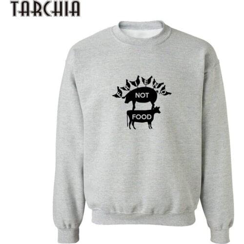 TARCHIA Mens Sweatshirt Fashion O-Neck Pullover Long Sleeve FRIEND NOT FOOD Printed Hip Hop Hoodies Plus Size XXL
