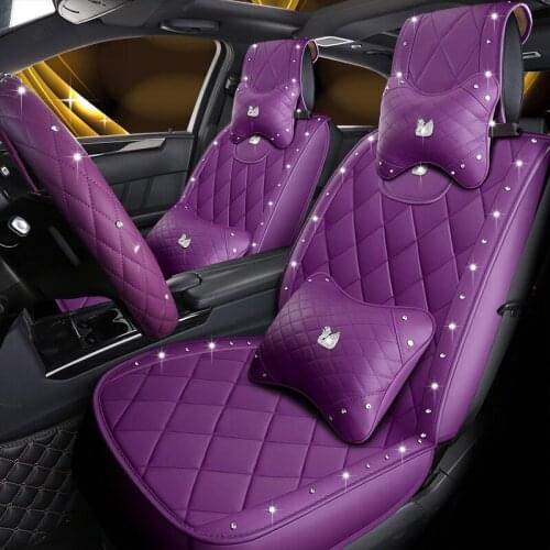 Universal Car Seat Covers Styling Crown /Swan Rivets Auto Seat Cushion Auto Interior Accessories leather Front-Back Seats Covers
