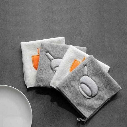 Household Kitchen Towels Absorbent Thicker Microfiber Wipe Table Kitchen Towel Cleaning Dish Washing Cloth Oil Dirty Washcloth