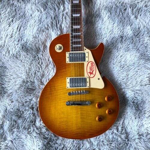 High qualityNew standard custom.Tiger Flame electric guitar Standard 59 gitaar.brown guitarra