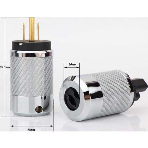 Hi-End Carbon Fiber Gold Plated With gasket US Power Plug IEC Connector Female male Plug HIFI DIY Mains Power Cable Connector