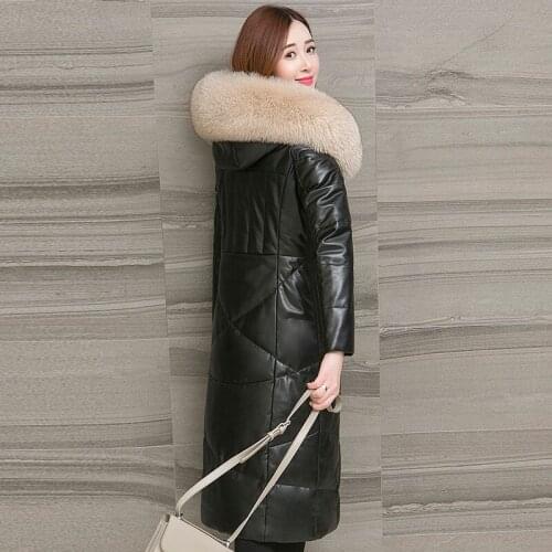Genuine Leather Jacket Winter Jacket Women Fox Fur Collar Sheepskin Coat Pink Jackets Women Warm Down Jacket GZ88072 MY1911