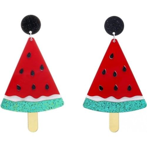 2019 New Fashion Summer series Red Watermelon Ice cream Drop Earrings For Women Fruit Acrylic Earrings Trendy Jewelry E19070
