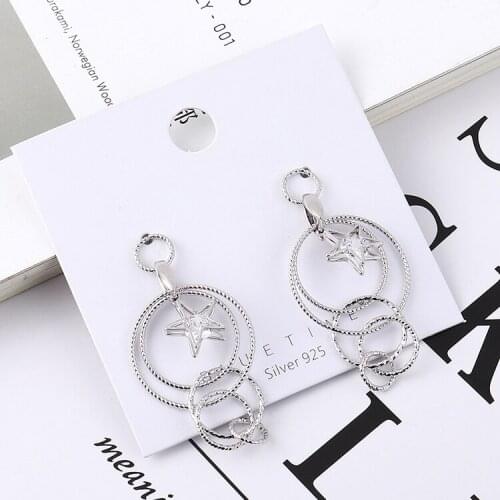 TONGKWOK Bohemia Exaggeration Dangle Earrings For Women Silk Thread Tassel Metal Long Chandelier Earrings #138949