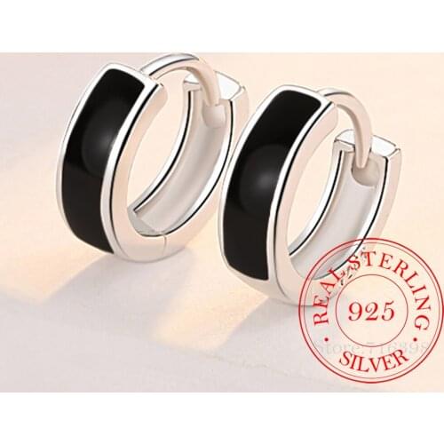 Black Round Earrings For Women 925 Sterling Silver Earrings oorbellen pendientes Fashion Jewelry brincos