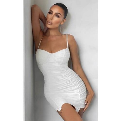 2021 summer new fashion womens thin draped shoulder strap sexy strappy mini dress trendy nightclub party dress