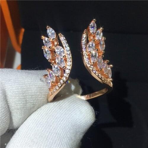 3 colors Vintage Angel wings ring Real 925 sterling silver AAAAA Cz Engagement Wedding Band Rings for women Bridal Party Jewelry