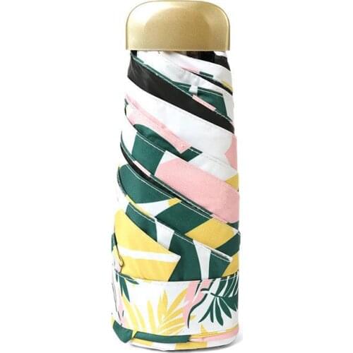 Sun Umbrella Female Sun Protection UV Protection Sun Small Fresh Umbrella Black Glue Rain and Rain Dual-Use Folding Umbrella