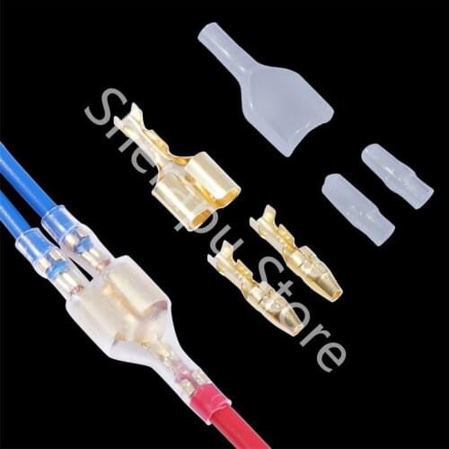 10/20/50sets 4.0 bullet terminal car electrical wire connector diameter 4mm Male + Female 1 : 2 Transparent sheath
