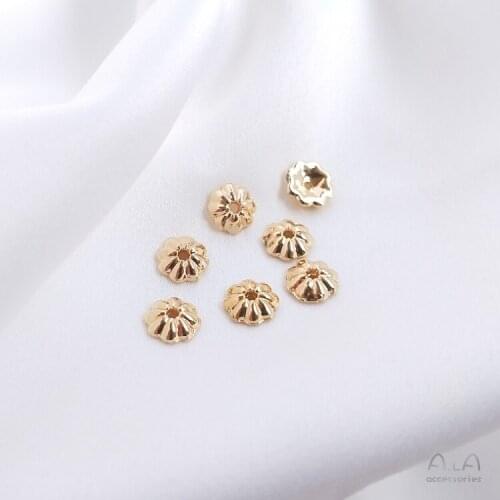 14K gold color preserving receptacle five petal flower sun flower four-leaf clover flower bead receptacle bead cap diy handmade