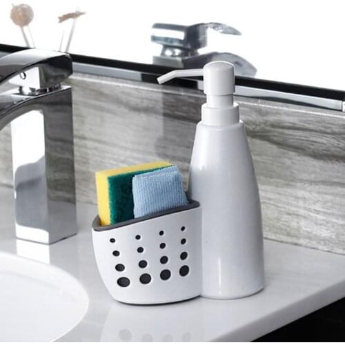 2 In-1 Dispenser Storage Box Liquid Detergent Sponge Drainboard Soap Holder