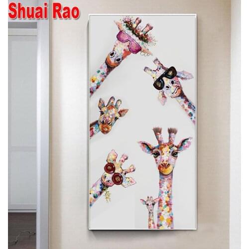 200x100cm diamond painting Giraffe Glasses Colorful painting 3d diy diamond embroidery full round drill large art diamond mosaic