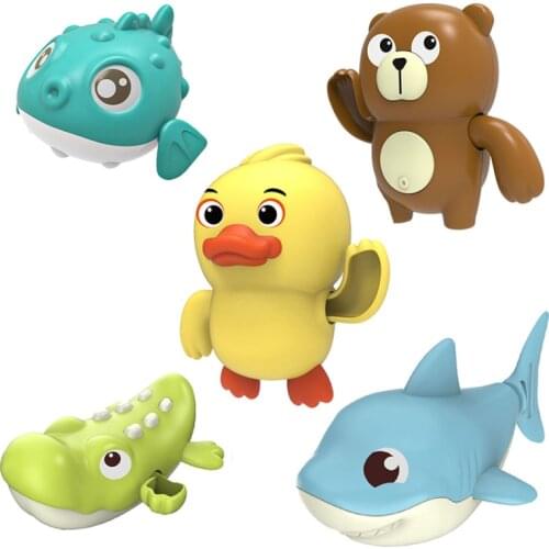 2021 Baby Bath Toys Cute Cartoon Animal Classic Wind Up Water Play Swim Duck Bear Fish Toy For Home Bathroom Bathtub Shower
