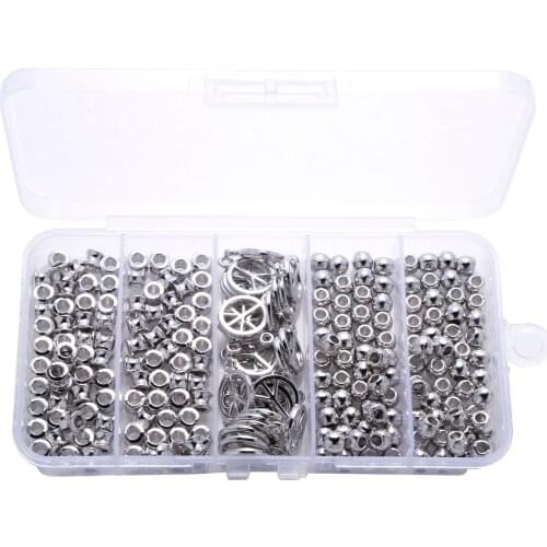 230 Pieces Per Box Electroplating Good Quality Zinc Alloy Beads Peace Logo Small Pendant White Plated K Color Boxed Combination