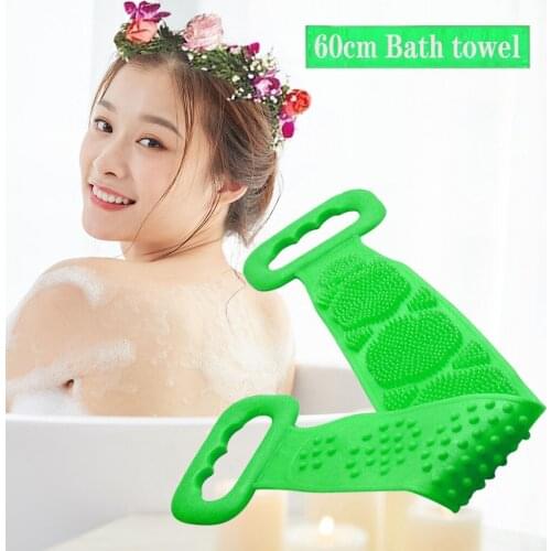 30# 60cm Silicone Back Bath Shower Wash Body Belt Brush Bath Towel Exfoliating Body Brush Body Scrubber Bathroom Bath Tool