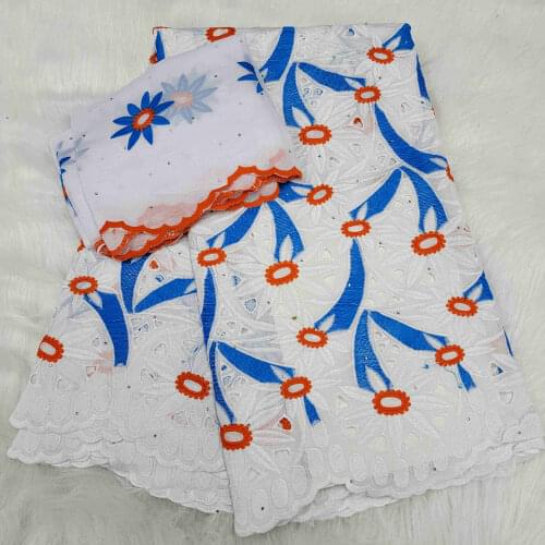 5+2Yards Beautiful Swiss Voile Lace in Switzerland African Lace Fabric Embroidery African Swiss Cotton Fabric For Dress Party HL