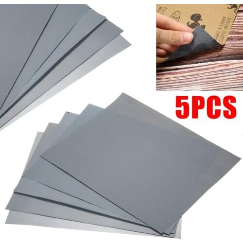 5Pcs 230x280mm Wet and Dry Sand Paper Mixed Assorted Grit 2000 2500 3000 5000 7000 Waterproof Abrasive Paper Sheets