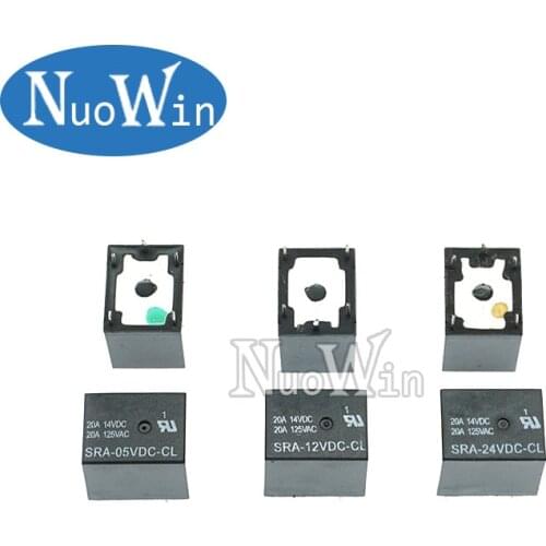 5pcs 5V 12V 24V 20A DC Power Relay SRA-05VDC-CL SRA-12VDC-CL SRA-24VDC-CL 5Pin PCB Type Black Automobile relay