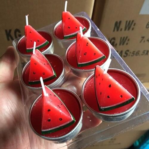 6Pcs/set Simulation Fruit Candle Smokeless Paraffin Watermelon Candle Art Candles For Home Decoration Festival Party Ornaments