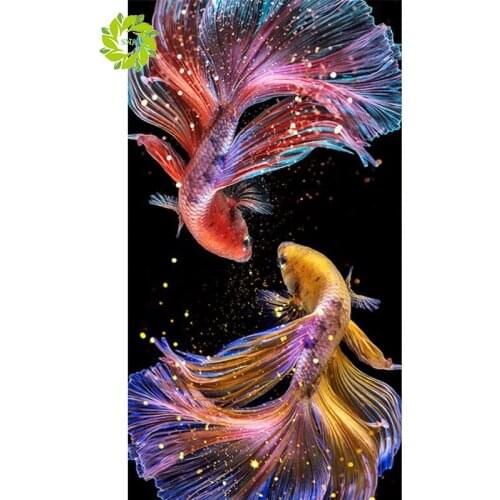 SNA Full Square/Pebble Round Drill DIY Diamond Painting "Fishes" 3D Embroidery Cross Stitch 5D Home Decoration