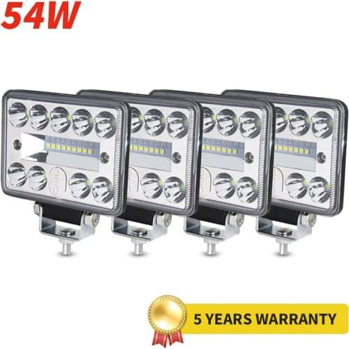 Car LED Work Flood Spot Combo Light 3030 SMD 54 Watts Bright 6500K DC 12-24 Volts Spotlights Truck 4x4 4WD
