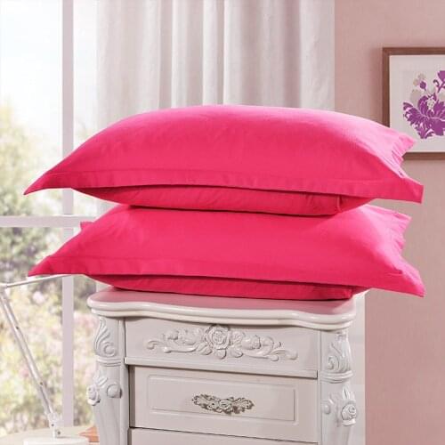 1 Piece Rose Color Pillow Case Bedroom Use Brief Style Polyester Pillowcases Solid Color 48cm*74cm 50