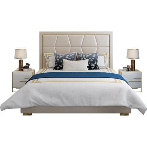 Italian Designer Modern Bedroom Furniture Fabric Headboard King Size Bed