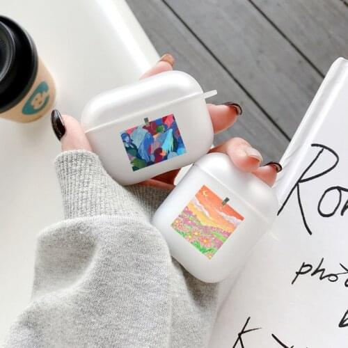 Oil Painting Landscape Anti-Fal Cute Clear Matte Case For Airpods 1 2 3 Soft Silicone Wireless Bluetooth Earphone Cover Air Pods