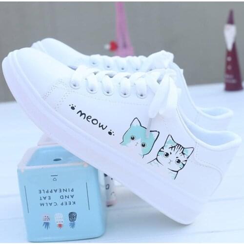 Women Sneakers Fashion Vulcanized Shoes Women Pu Leather Platform Shoes Women Lace Up White Casual Shoes Zapatillas Mujer