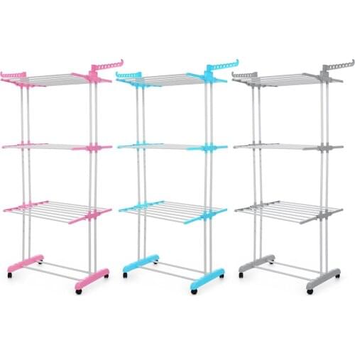 Multi-function Coat Rack Foldable Clothes Dryer Floor Standing Clothes Drying Rack Vertical Clothes Hanger on Wheels