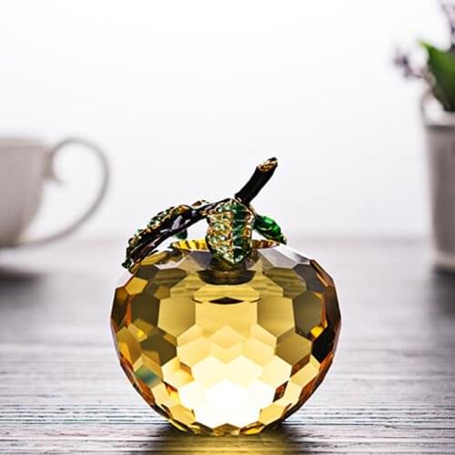 60MM Fashion Modern 3D Crystal Paperweights Glaze for Apple Figurine Ornaments Crystal Crafts Living Room Desktop Decor