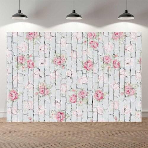 NeoBack Thin Vinyl Floral Brick Wall Photographic Backgrounds Children Kids Portrait Printed Studio Newborn Photo Backdrop P0917