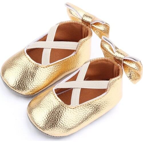 NEW Toddler Girl Crib Shoes PU Leather Newborn Baby Girls Boys Bowknot Soft Sole Solid Print Casual Shoes 0-18M