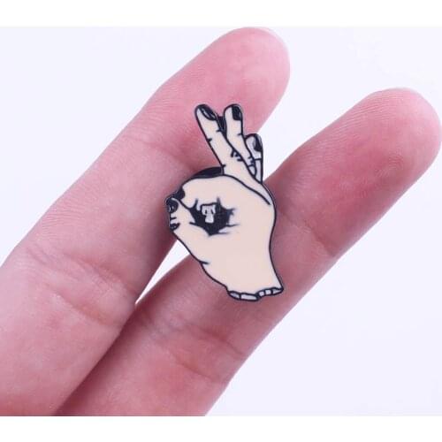 OK Hand Badges On Clothes Lapel Pins On A Backpack Jackets Fashion Brooches DIY Hippie Funny Badges Accessories