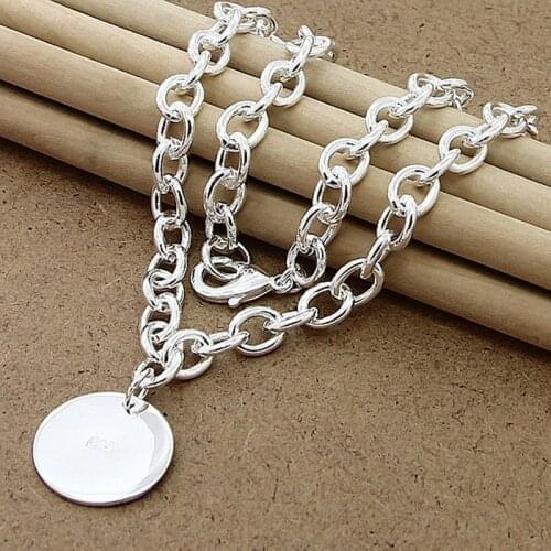 Classic Chain Necklace 925 Silver Jewelry Round Pendant Necklaces For Women Men Birthday Party Gifts