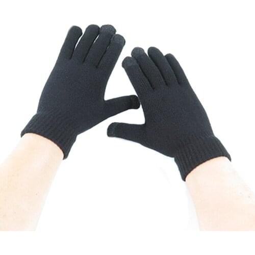 DENNYLITER Winter Men Knitted Gloves Women Screen Touch Mittens Thicken Elastic Warm Wool Solid Men Business Gloves