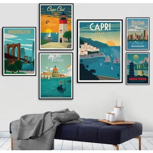 Landscape Poster Prints New York London Amsterdam Venice Travel Cities Art Canvas Painting Wall Pictures Living Room Home Decor