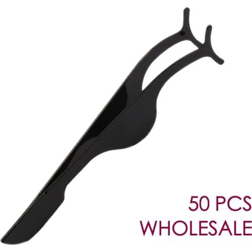 Wholesale 10/20/30/50 pcs Stainless Steel Eyelashes Tweezers Makeup Tools Fake Lashes Extension Silver Black Eyelash Tweezer