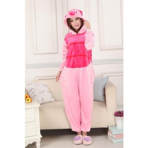 Kigurumi Flannel Piglet Pig Onesie Sleepwear Unisex Adult Pajamas Homewear Cosplay Costume Animal Pyjamas
