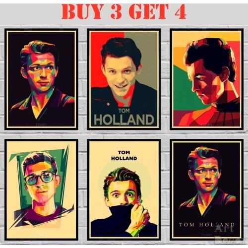 Tom Holland Kraft paper Poster Performer Painting Abstract Funny Fancy Wall Sticker 42X30cm