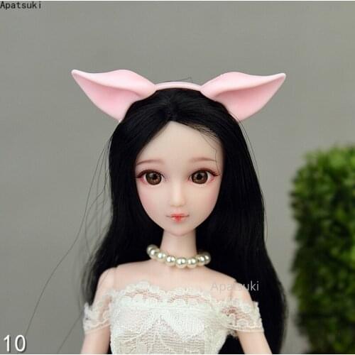 Pink Cat Fox Ear Headband Headwear Tiara For Barbie Doll Accessories Plastic Hairwear Hair Accessories For 1/6 Dollhouse Kid Toy