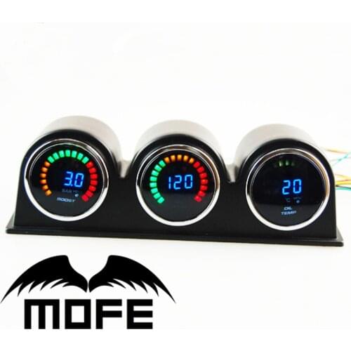 Original Logo 2" 20 LCD RPM Tachometer + Boost + Oil Press Gauge 52mm With Gauge Pod Holder