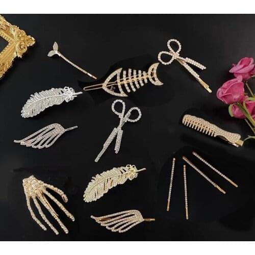 Vintage Crystal Butterfly Scissors Skull Hair Clip for Women Vintage Metal Hair Accessories 2021 Female Geometric HairPin Gifts