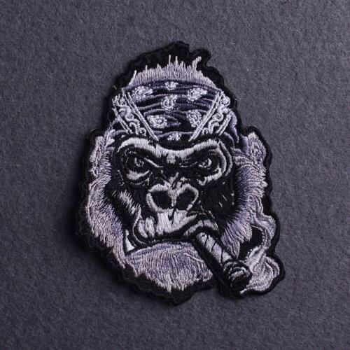 Punk Gorilla Embroidered Patches For Clothing Iron On Patches For Clothes Orangutan Skeleton Stickers On Clothes Jacket Applique