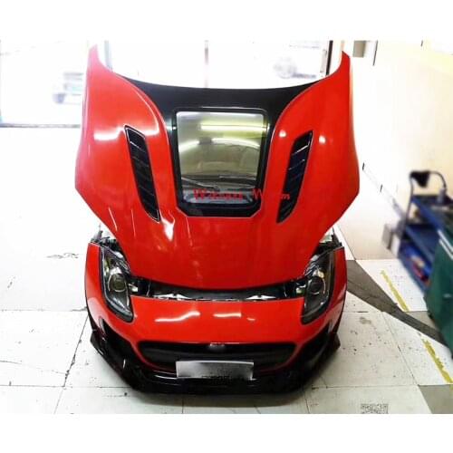 High Quality Carbon Fiber FRP Front Engine Hoods Auto Car transparent Bonnet covers For Jaguar F-type Car body kit 09-18