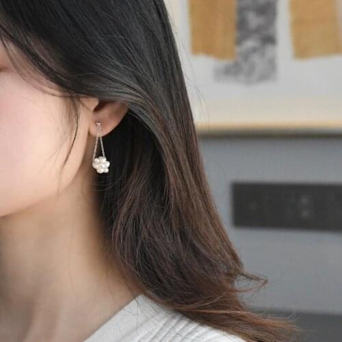 ASHIQI Natural Freshwater Pearls Drop Earrings for Women 925 Sterling Silver Jewelry Gift Handmade Woven Flower Ball